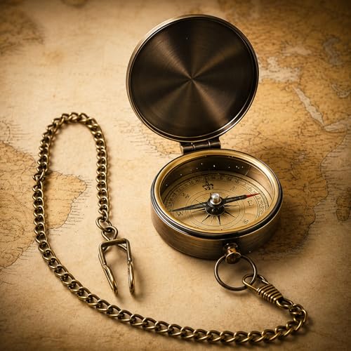 Boussole Vintage en Laiton avec Chaîne (37 cm)