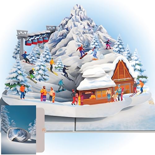 PACKLIST® Carte Pop Up 3D Ski et Montagne - Cadeau Original 
