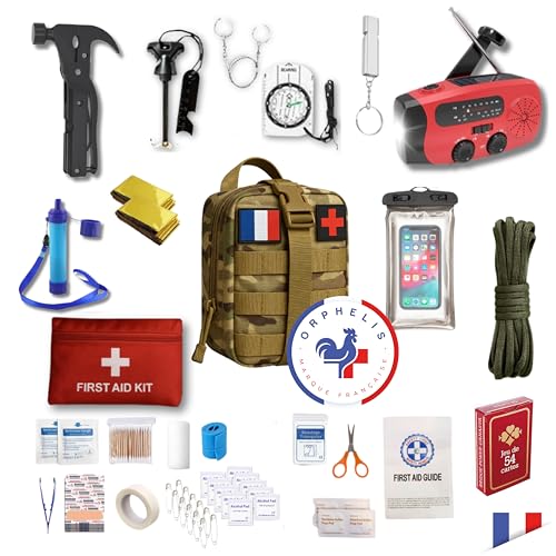 Kit durgence 72h Complet - Sac étanche avec Outil Multifonct