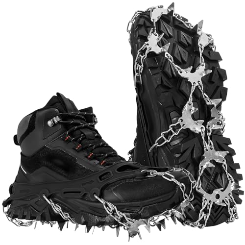 HOSLAFON Crampons pour Chaussures, 32 Pointes, Crampons de T