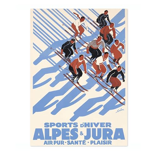 Poster vintage Ski dans les Alpes françaises, art mural mini