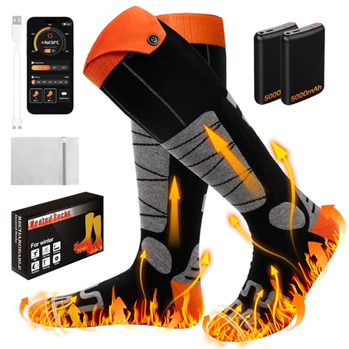 Gaeymy Chaussettes Chauffantes, 5000mAh x 2 Chaussette Chauf