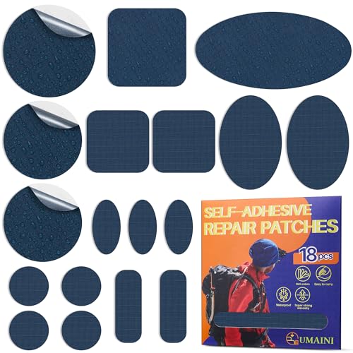 Patch Réparation Doudoune Blue fonce, 18 Pièces Tissu Autoco