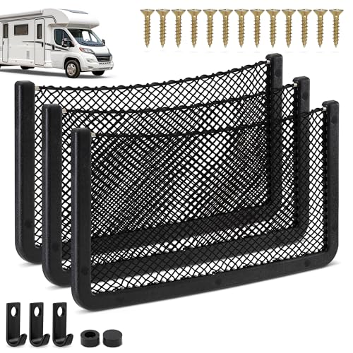 Vicera Lot de 3 filets de rangement pour camping-car, avec c