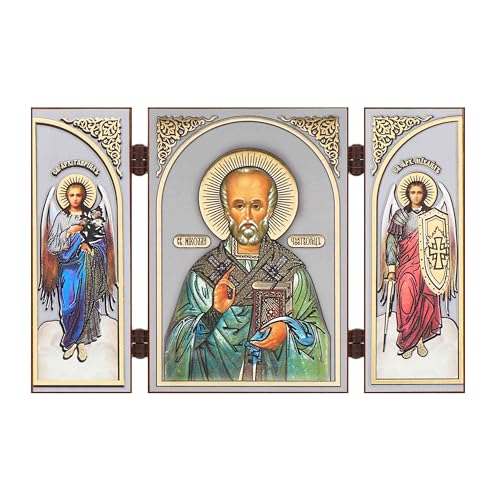 NKlaus - Saint Nicolas - Icône triptyque chrétien - bois voy