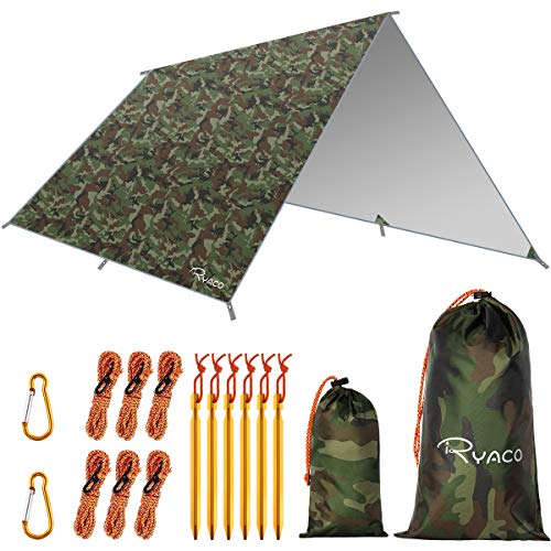 RYACO Bâche Anti-Pluie,3M x 3M Camping Bâche Rain Tarp Toile